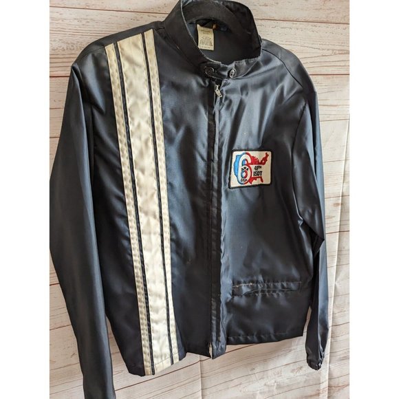 Vintage Racing Jacket Mens Size Medium M Navy AMA USA 48th ISDT Barn Find - Picture 2 of 13